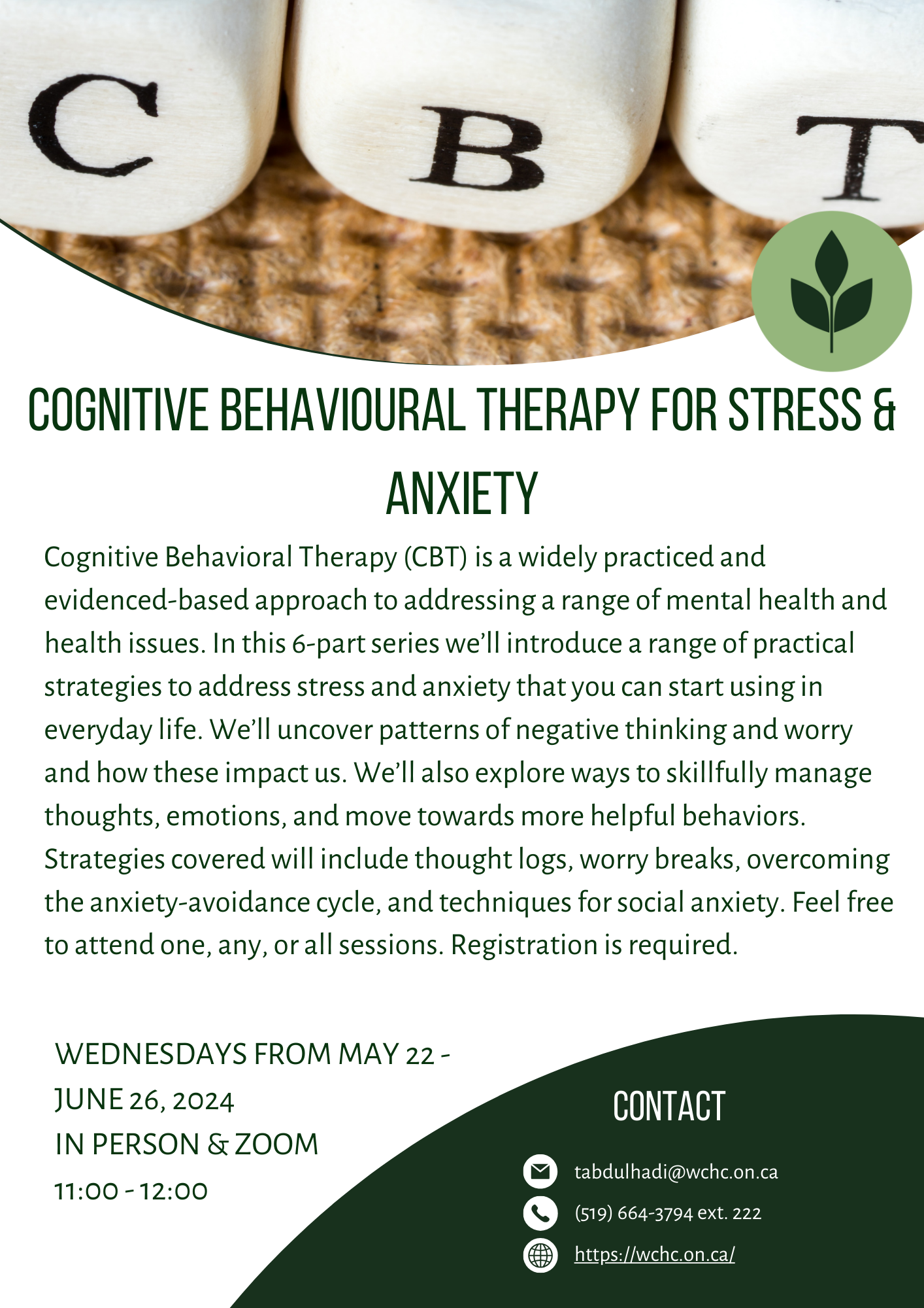 Cognitive Behavioural Therapy for Stress and Anxiety